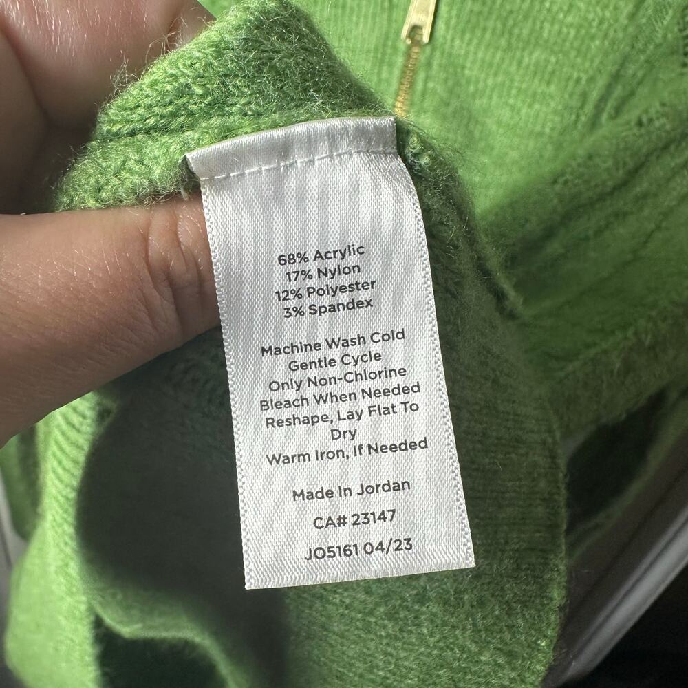 Talbots Women's Green Cable Knit Quarter Zip Collared Sweater Size Small - Picture 6 of 7